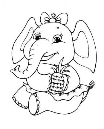 파인애플을 든 코끼리 coloring page