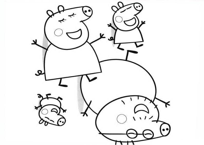 Peppa 돼지 가족 coloring page
