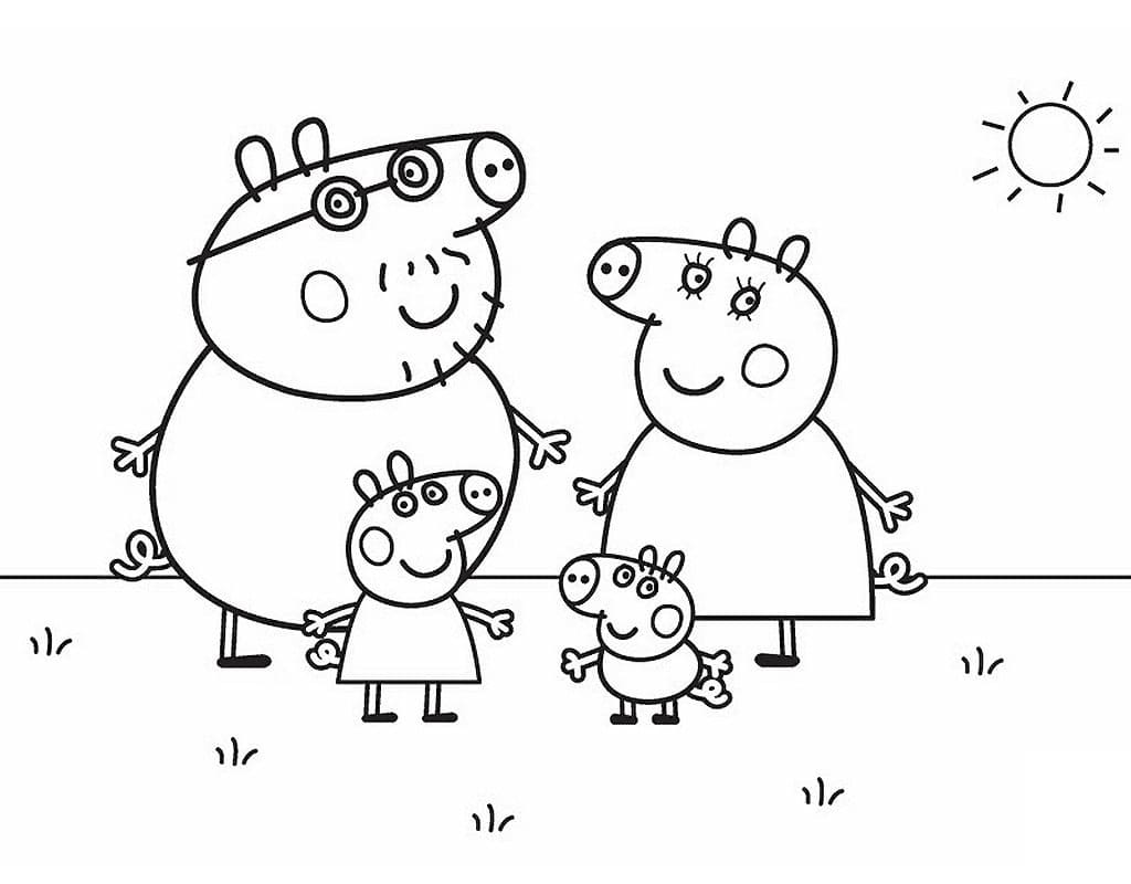 Peppa 돼지의 가족 coloring page