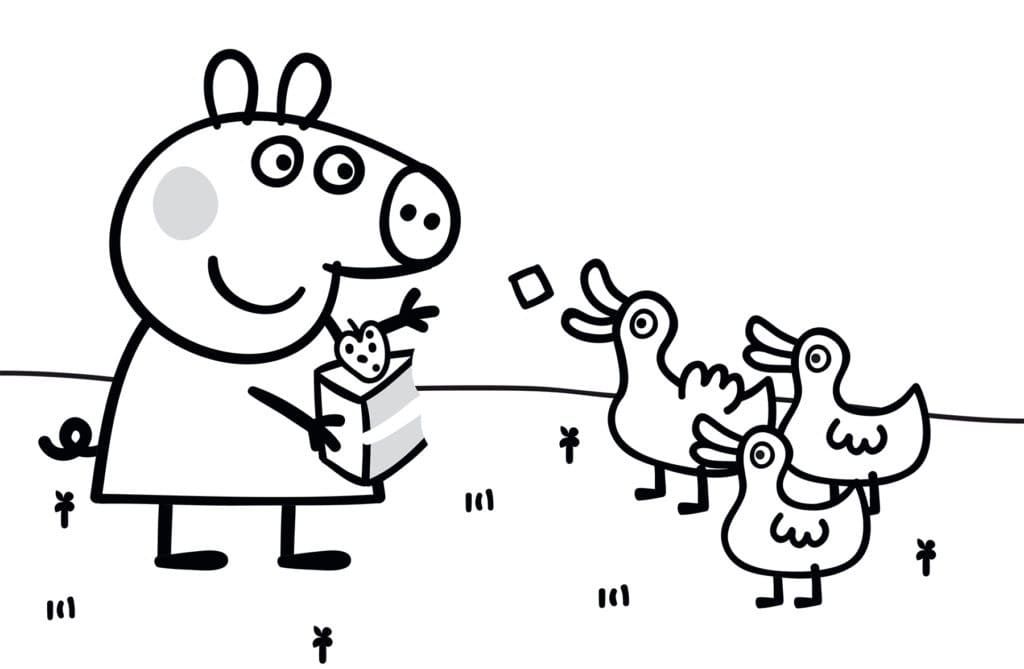 Peppa 돼지와 오리 coloring page