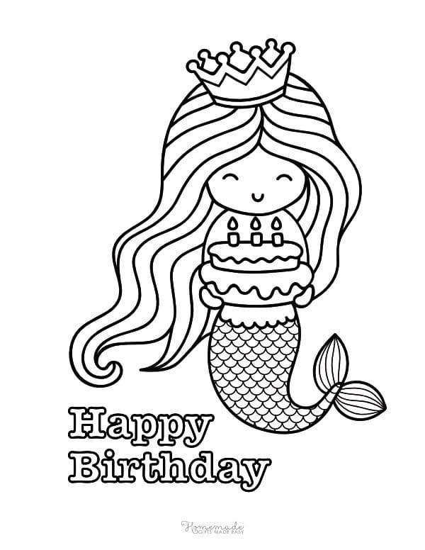 생일 축하 인어 coloring page