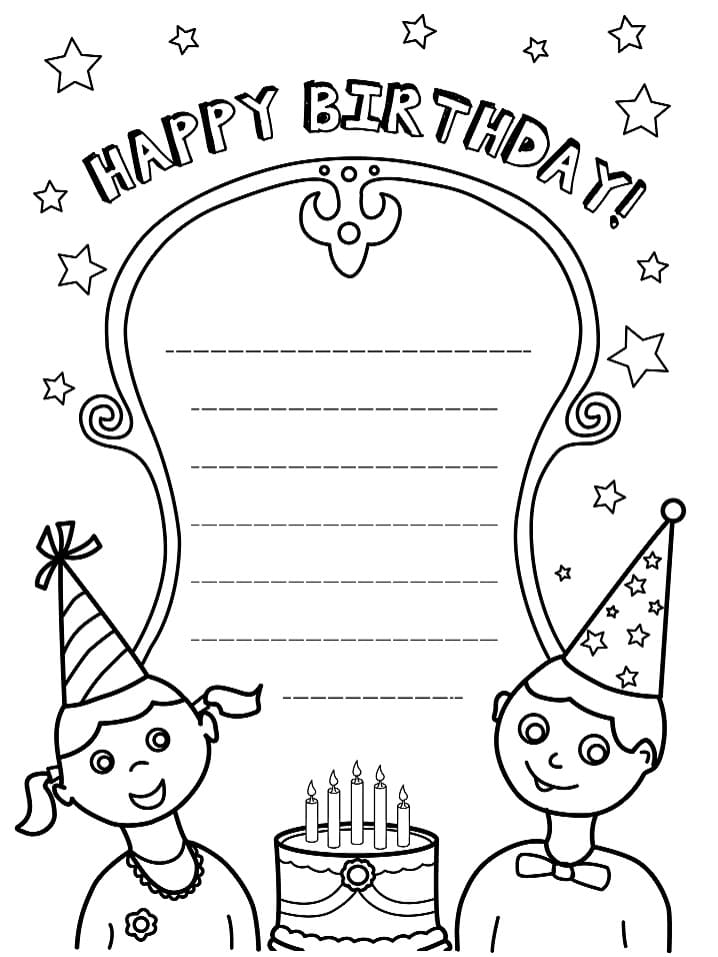 생일 축하 카드 coloring page