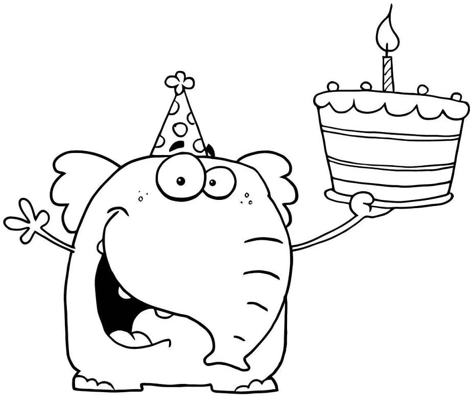 생일 축하 코끼리 coloring page
