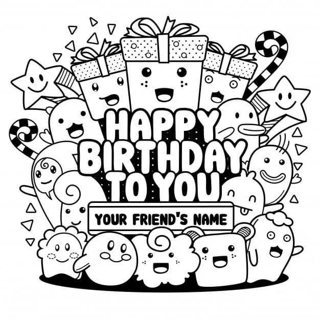 생일 축하 무료 인쇄 가능 coloring page