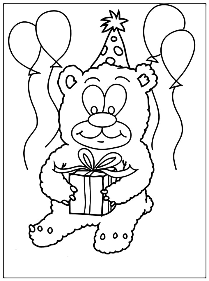 생일 축하 테디베어 coloring page