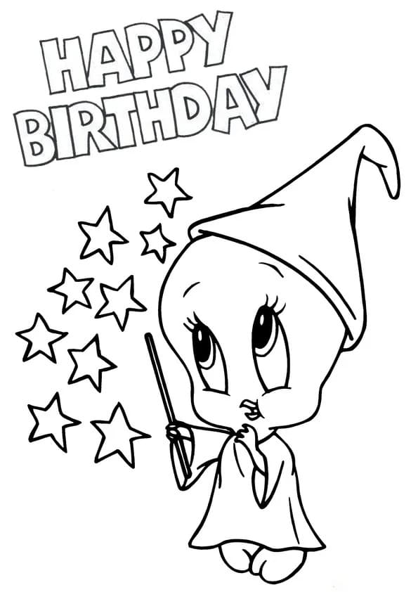 생일 축하 트위티 버드 coloring page