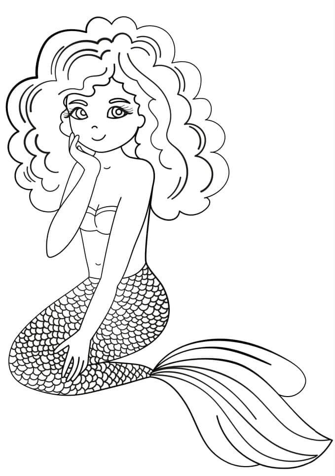 사랑스러운 인어 인쇄 가능 coloring page