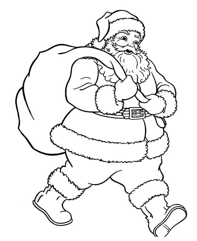 산타 클로스와 그의 자루 coloring page