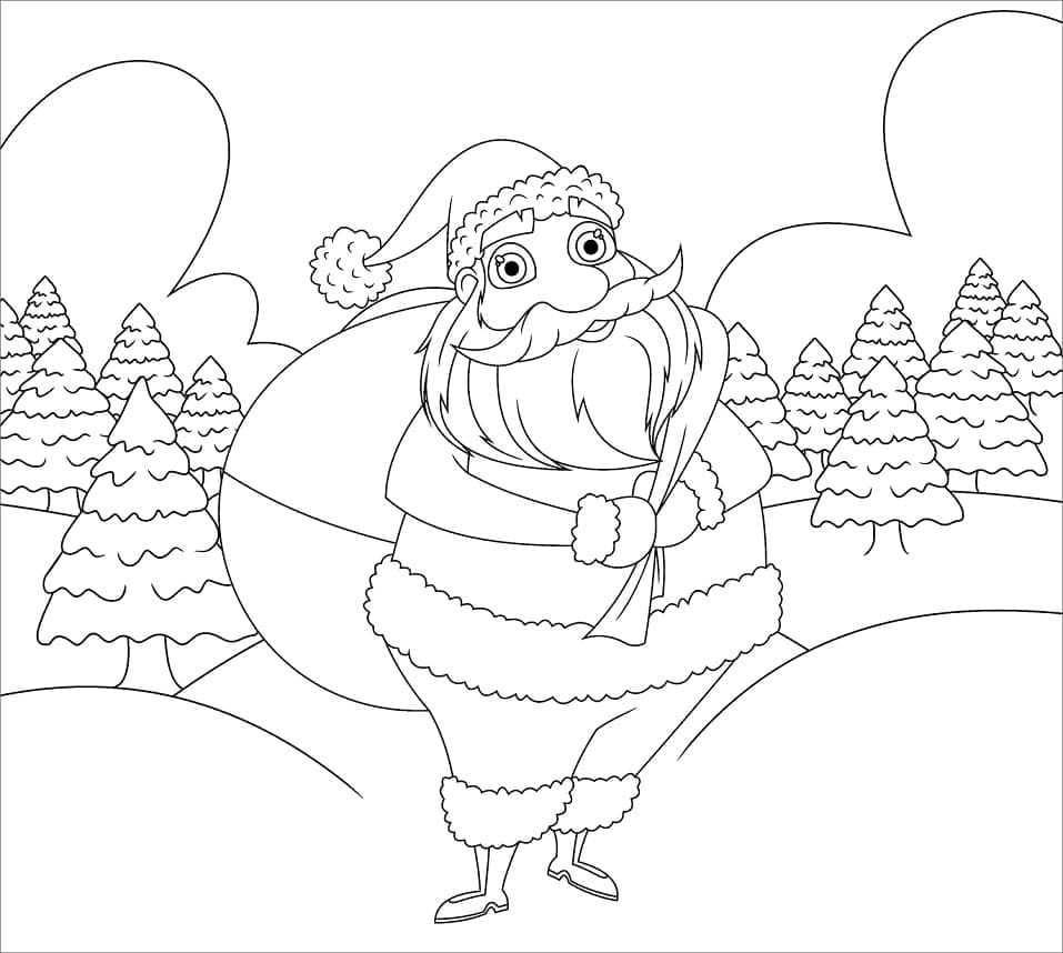 산타 클로스와 크리스마스 가방 coloring page