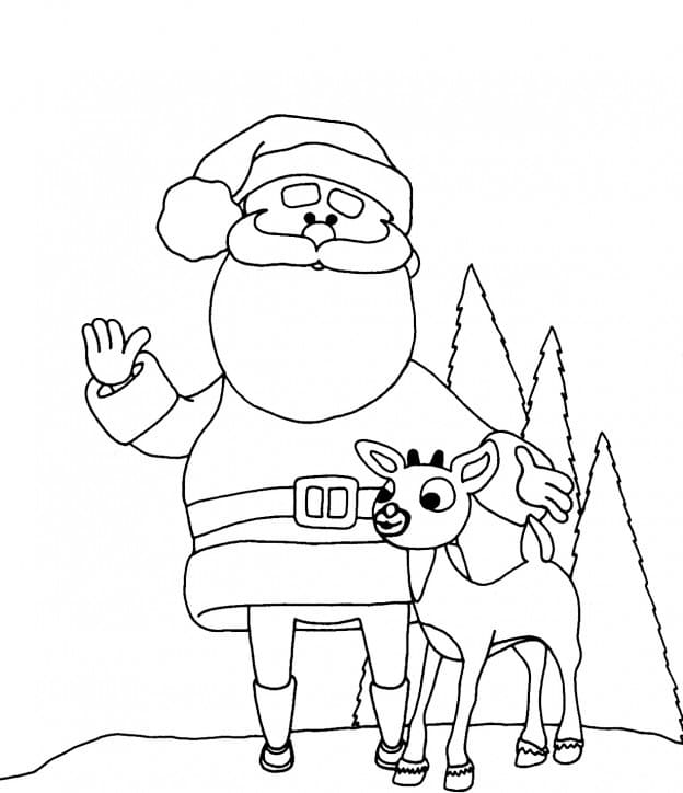 산타클로스와 루돌프 coloring page