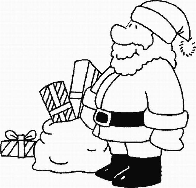 산타클로스와 선물 coloring page