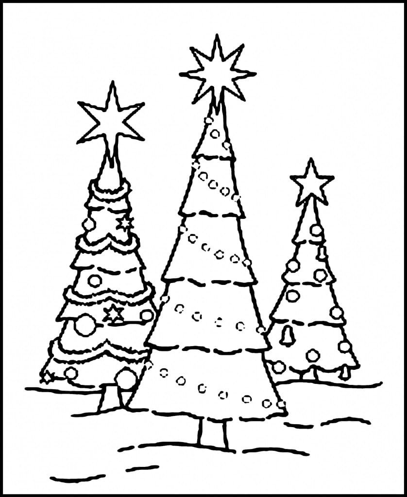 세 개의 크리스마스 트리 coloring page