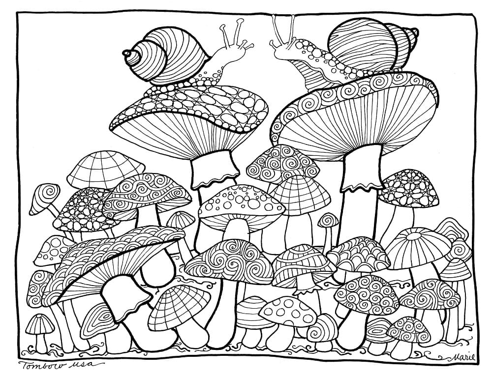 성인을 위한 인쇄 가능한 버섯 coloring page