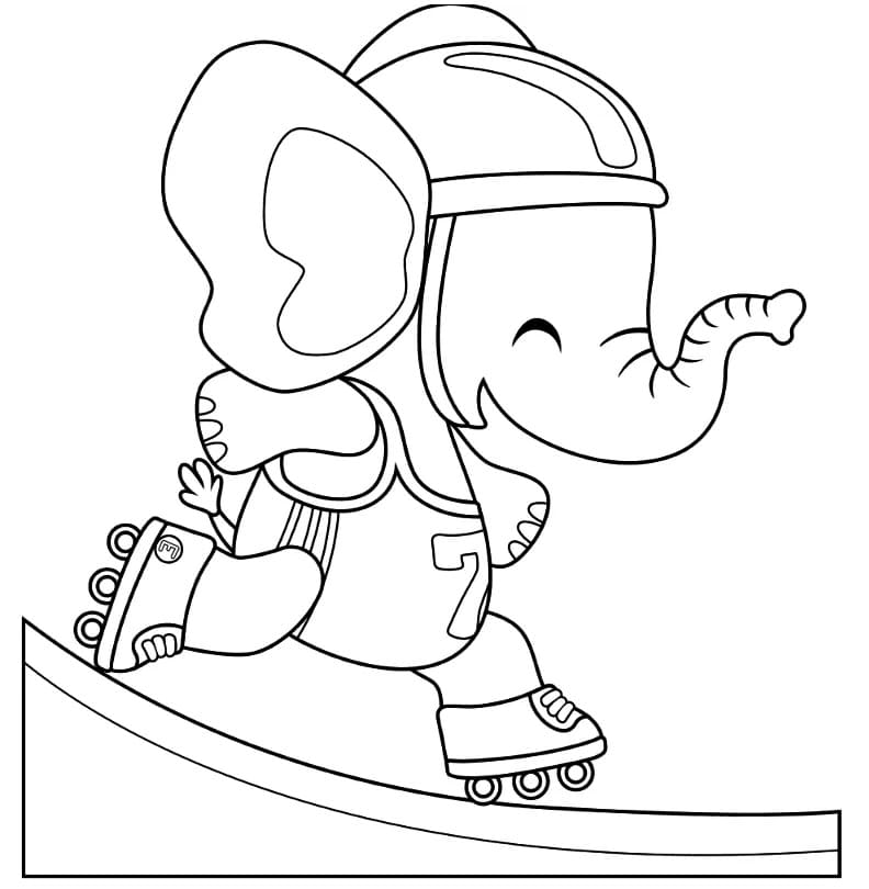 스케이팅 코끼리 coloring page