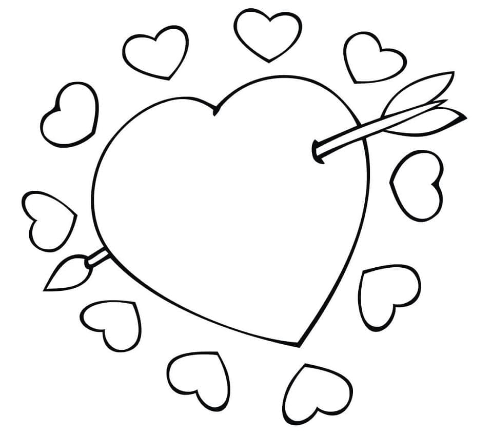심장을 관통하는 화살 coloring page