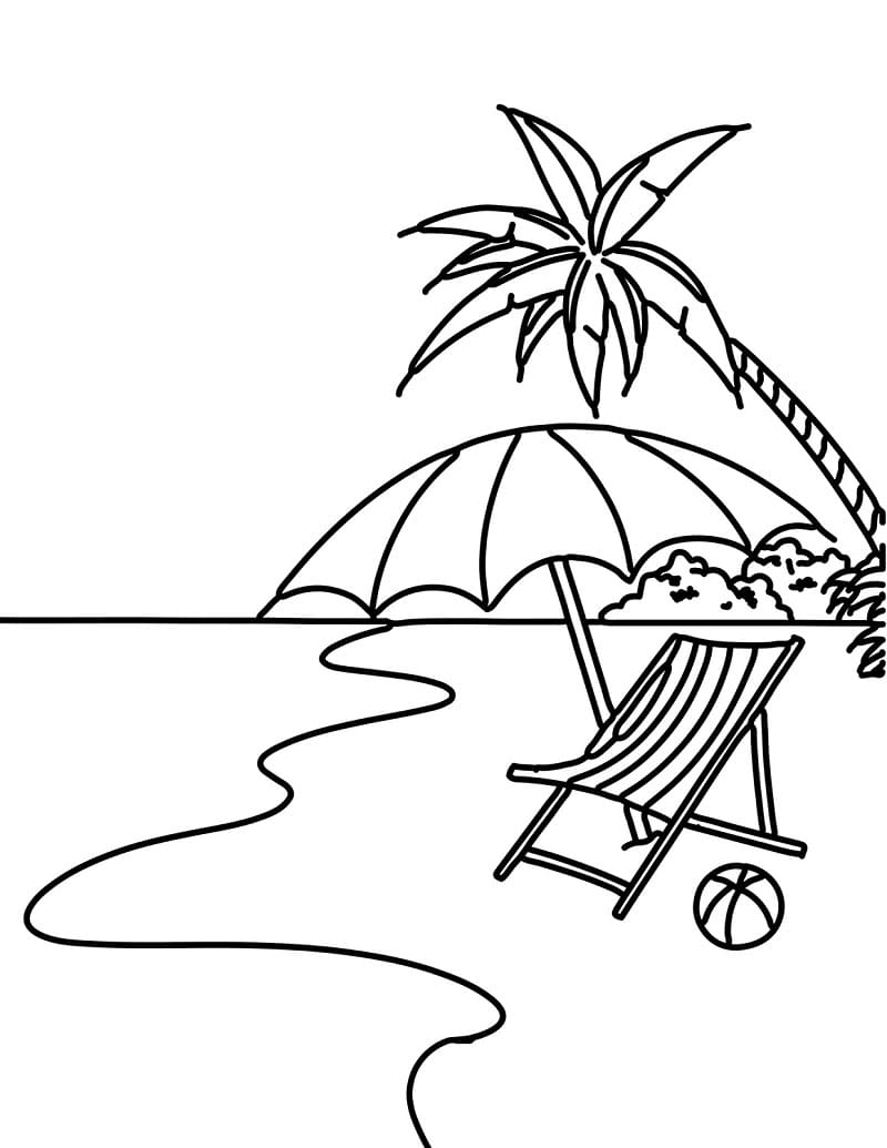 심플 비치 coloring page