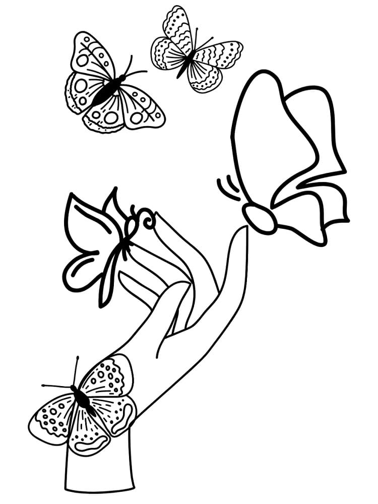 손과 나비 coloring page