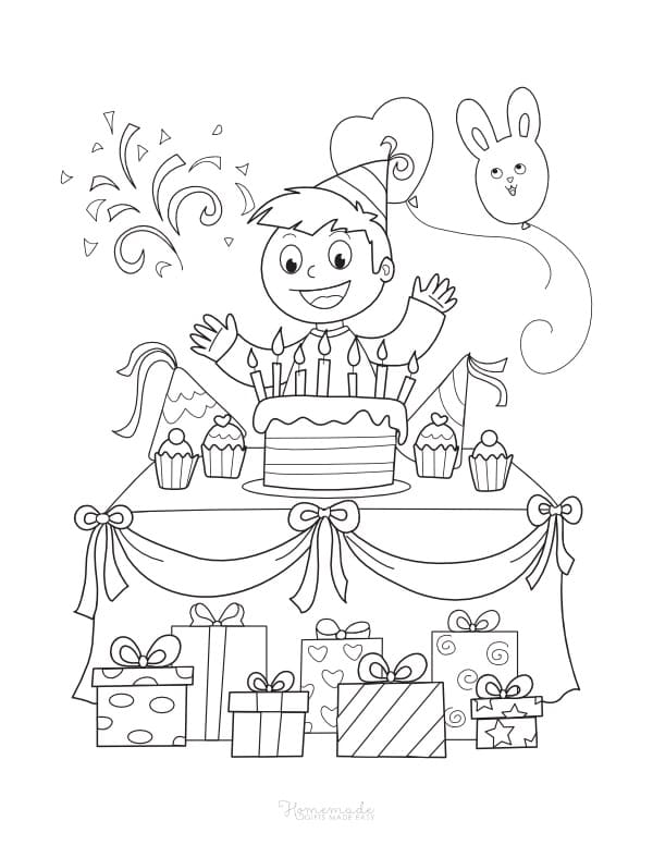 소년의 생일 파티 coloring page