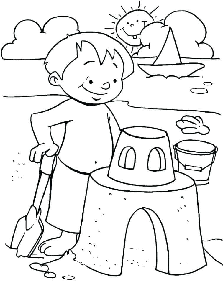 소년과 모래성 coloring page