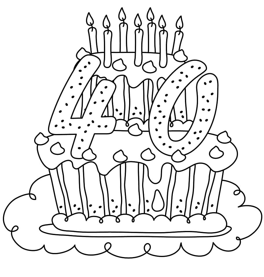 숫자 40이 있는 생일 케이크