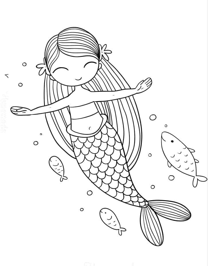 수영하는 인어 coloring page