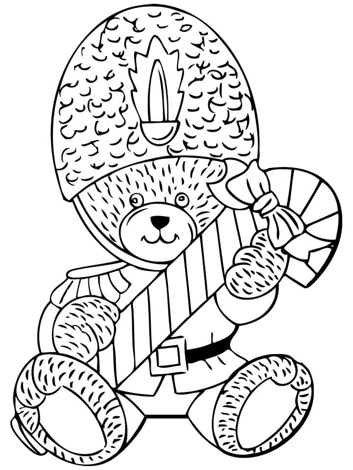 테디베어와 지팡이 사탕 coloring page