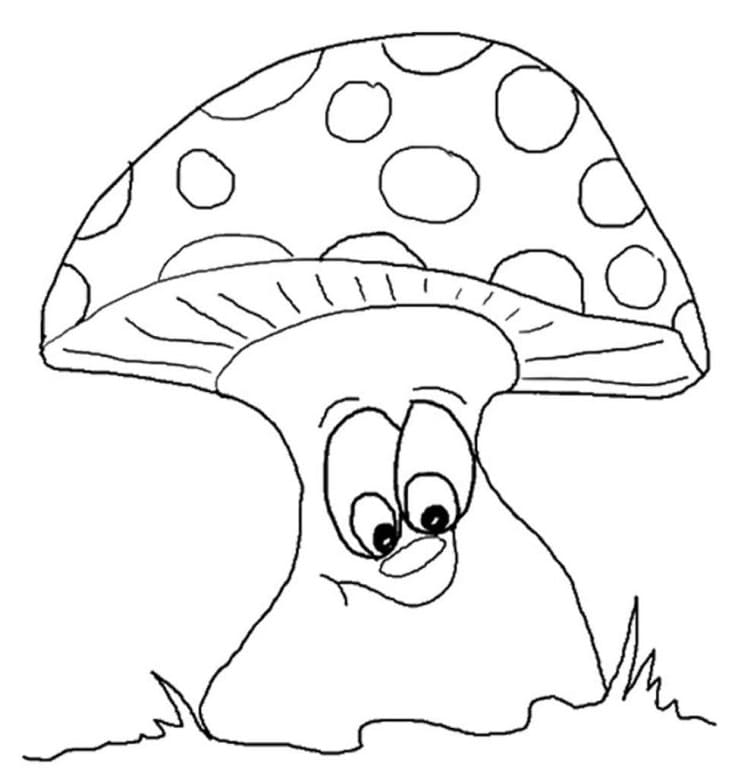 웃긴 버섯 coloring page