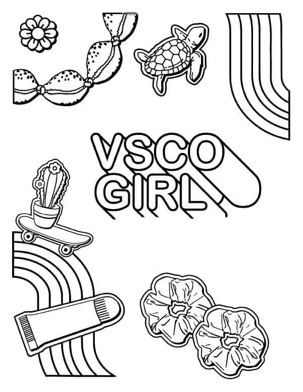 Vsco Girl 미학 coloring page