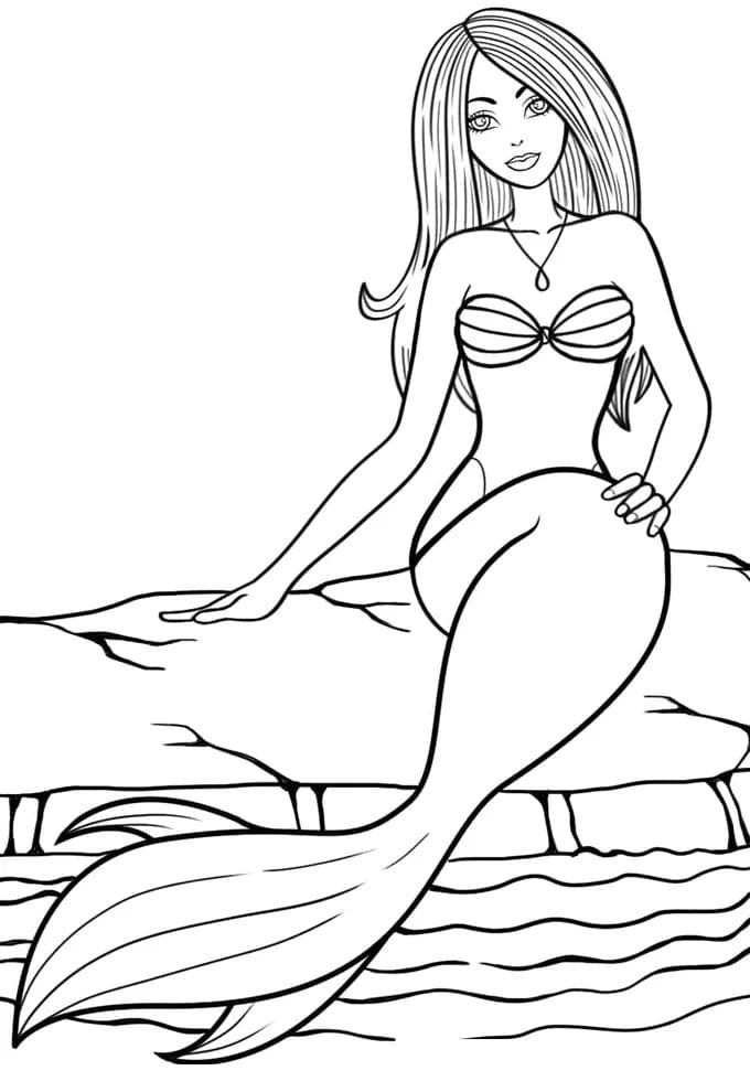 예쁜 인어 coloring page