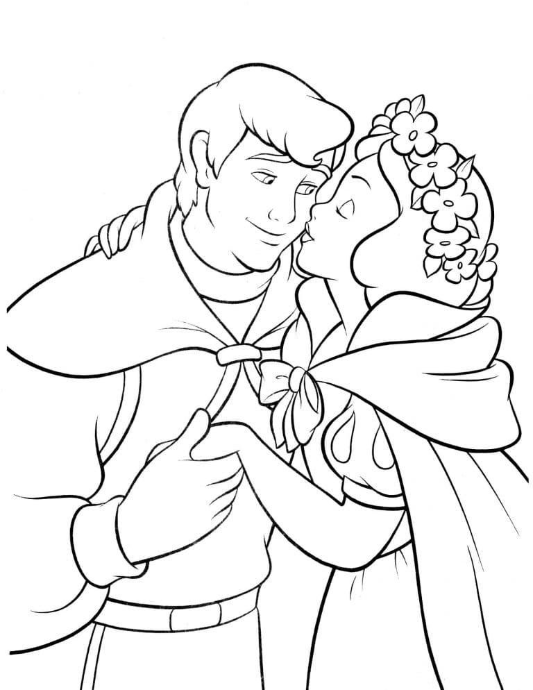 백설공주와 그녀의 왕자 coloring page