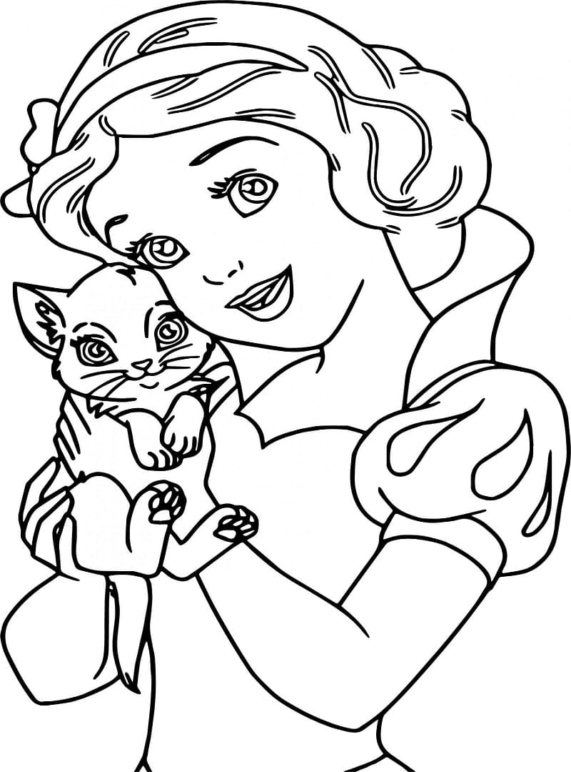 백설공주와 고양이 coloring page