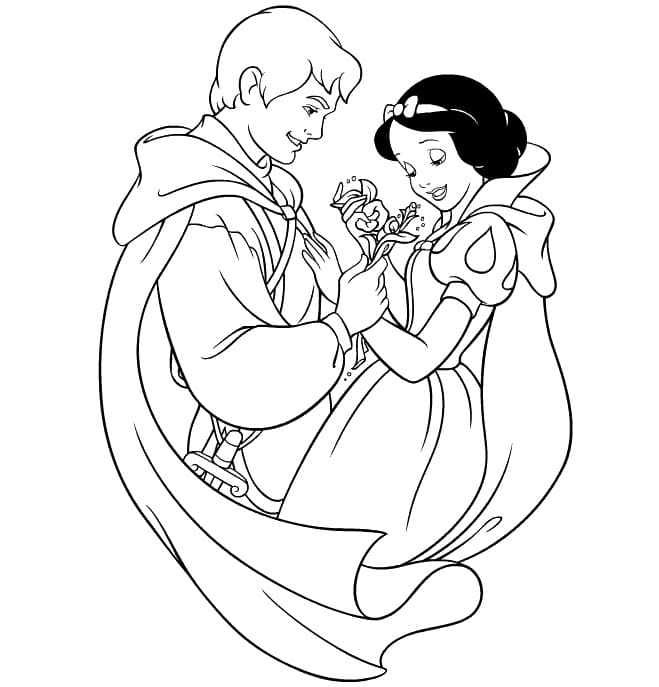 백설공주와 함께 있는 왕자 coloring page