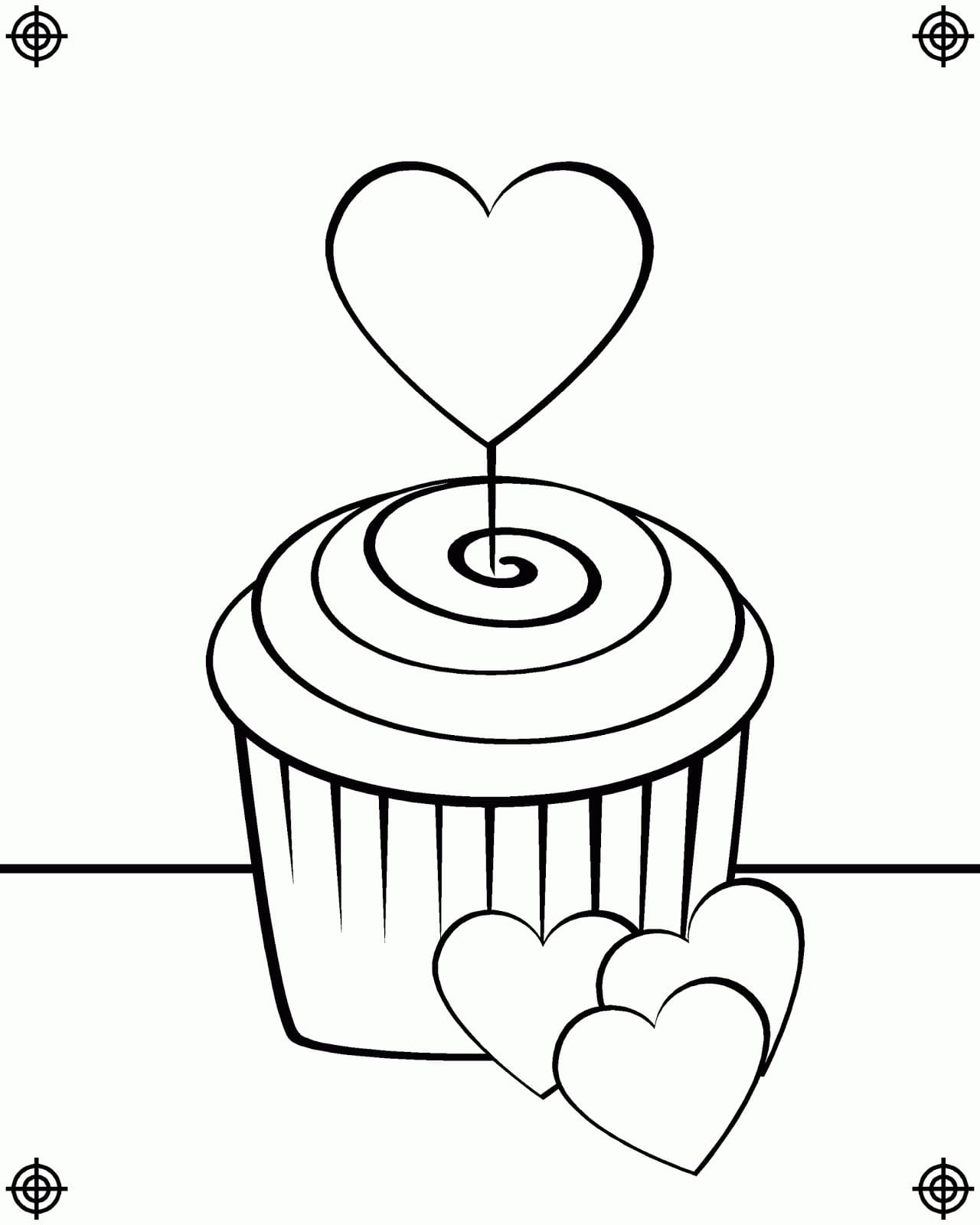 발렌타인 컵케이크 coloring page