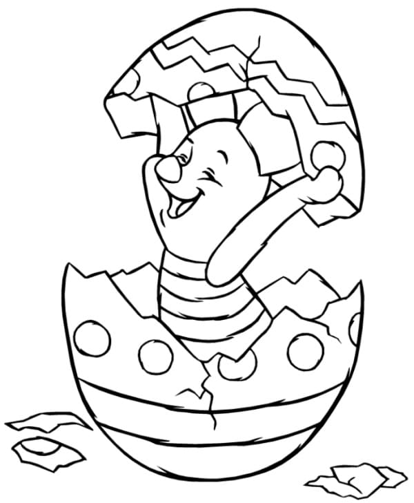 부활절 달걀 위의 새끼 돼지 coloring page