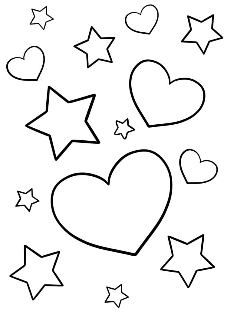 별과 하트 coloring page