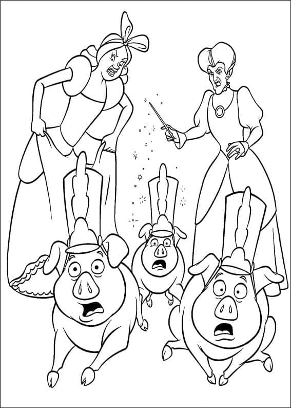 Drizella Tremaine과 계모 coloring page