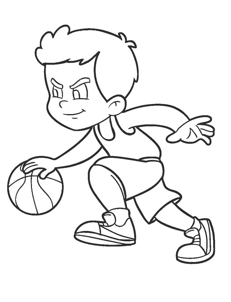 어린 소년 농구 coloring page