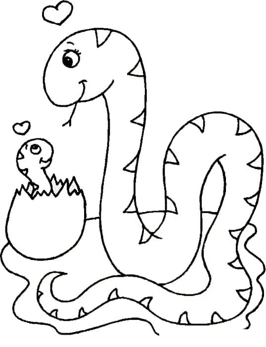 엄마와 아기 뱀 coloring page