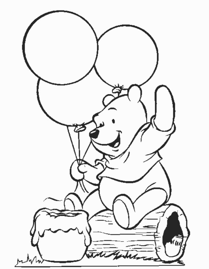 곰돌이 푸 생일 coloring page