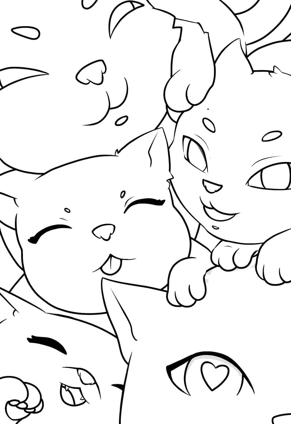 고양이 가족 coloring page