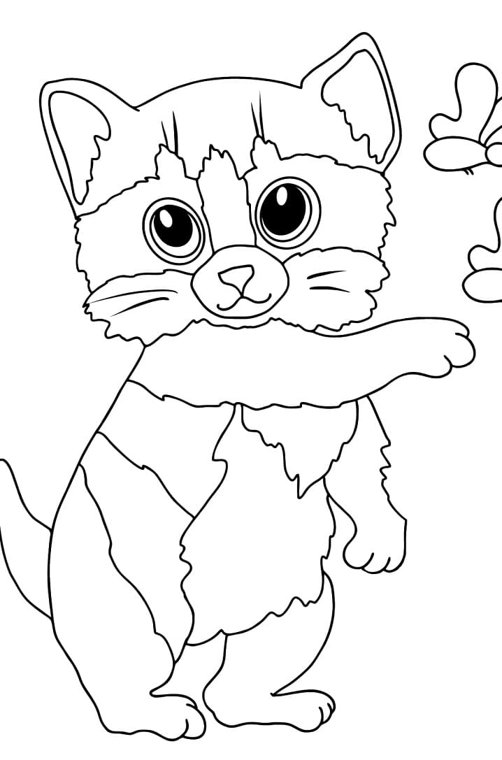 고양이가 나비와 놀고 있어요 coloring page