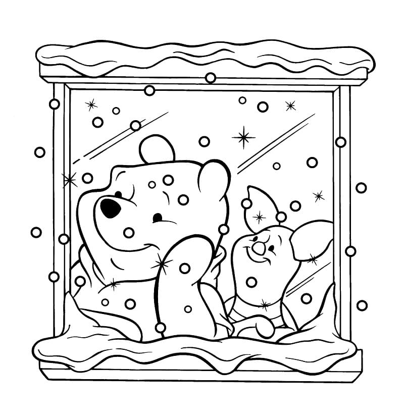 겨울의 곰돌이 푸 coloring page