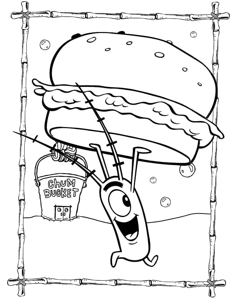 햄버거와 플랑크톤 coloring page