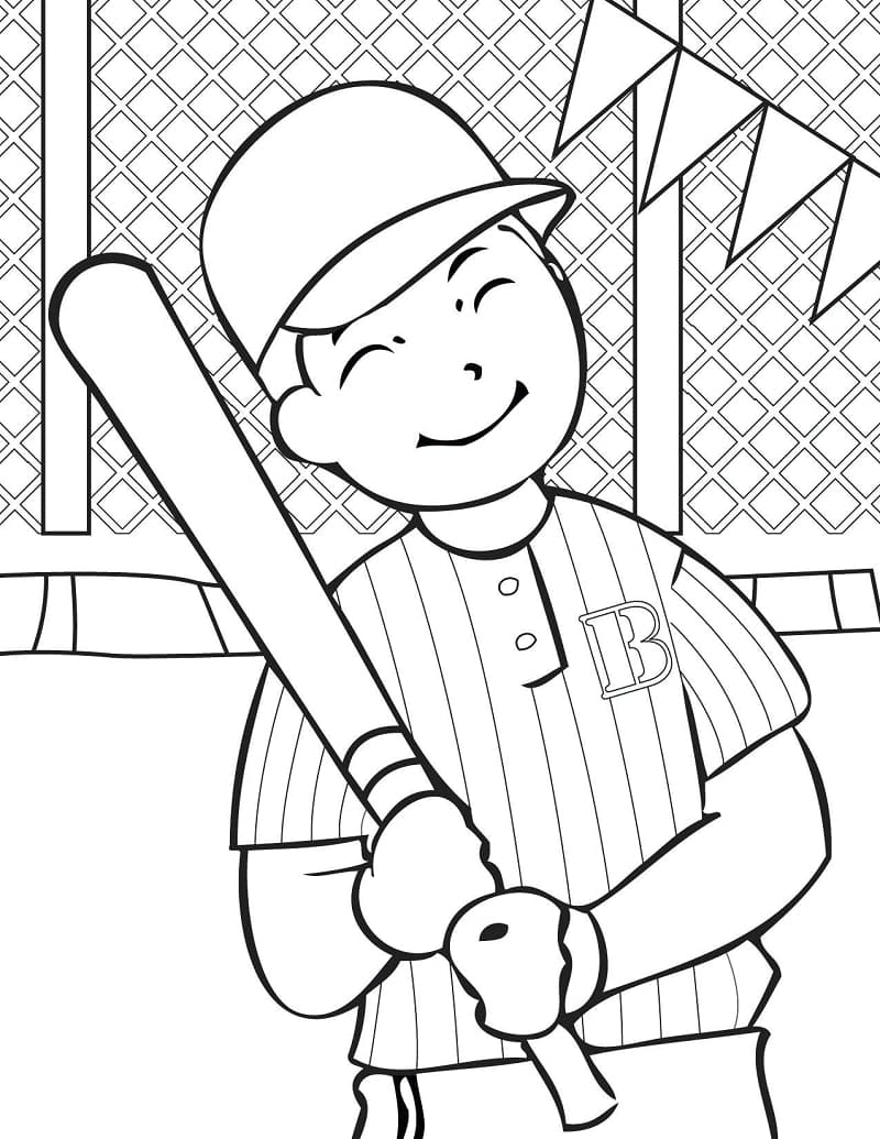 행복한 야구 선수 coloring page