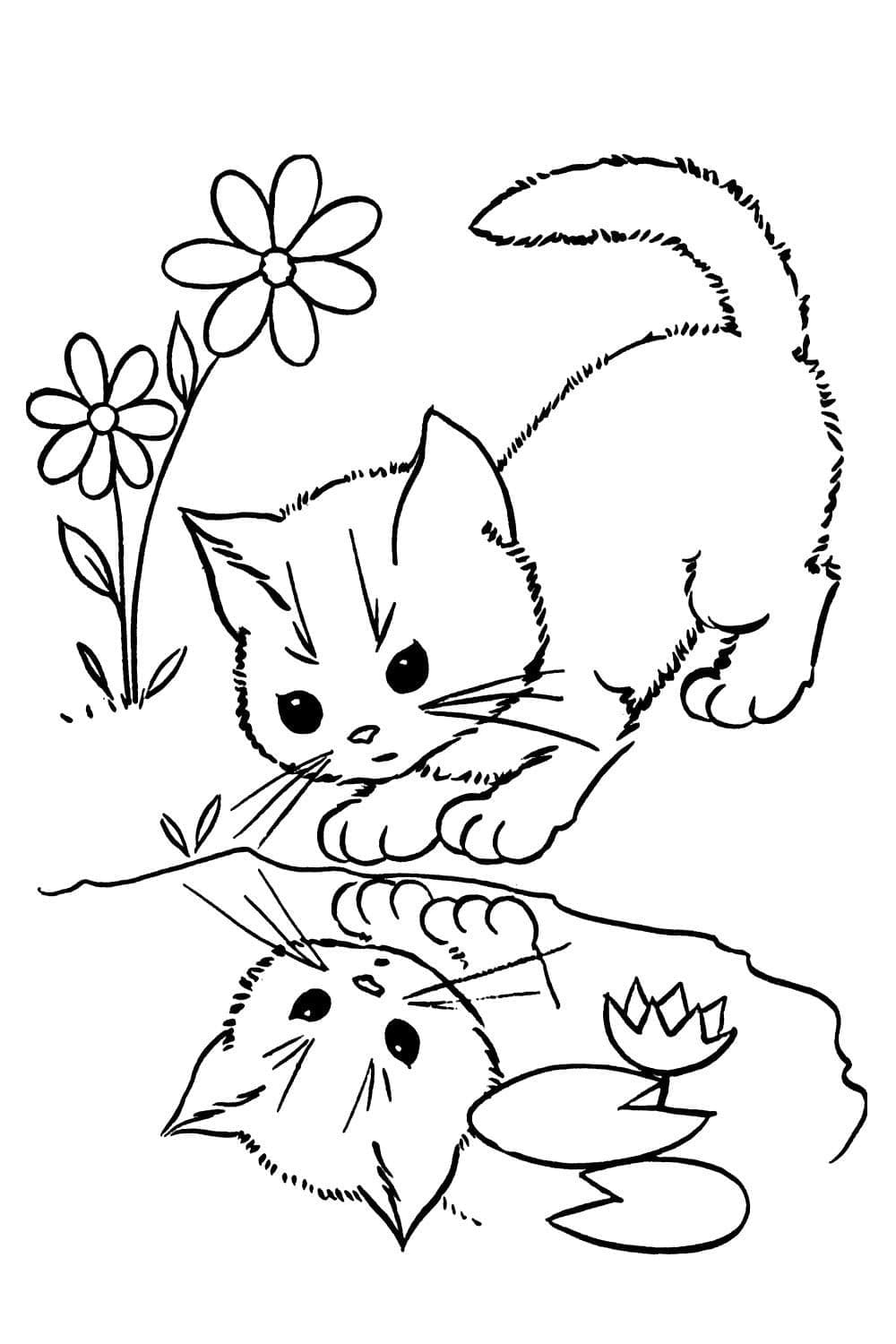 호기심 많은 새끼 고양이 coloring page