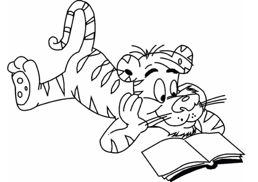 호랑이 독서 책 coloring page