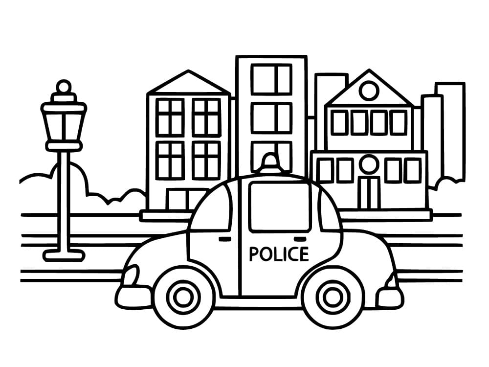 인쇄 가능한 귀여운 경찰차 coloring page