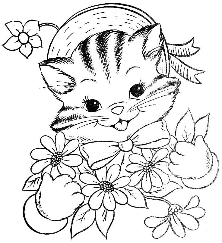 인쇄 가능한 행복한 새끼 고양이 coloring page