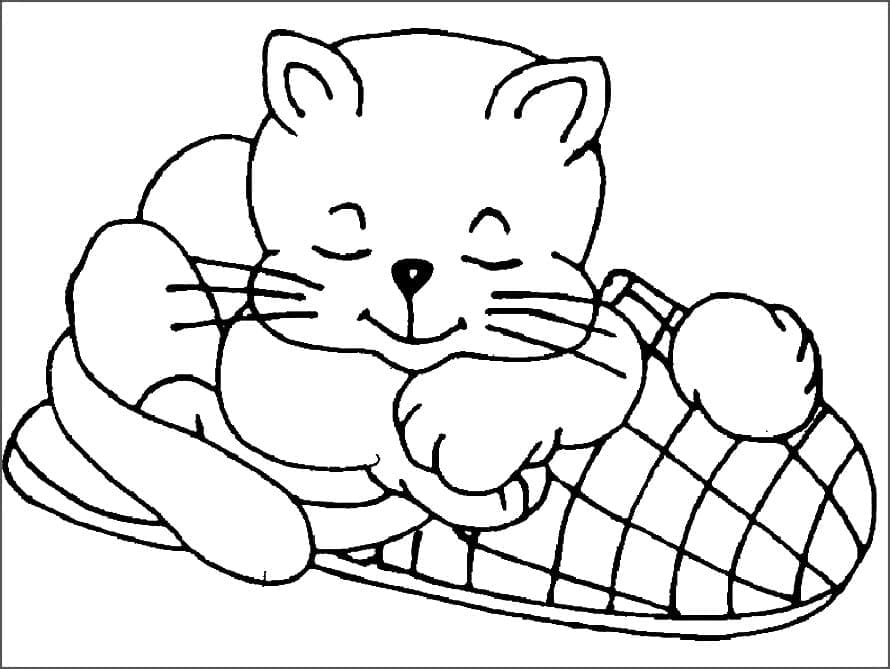 잠자는 새끼 고양이 coloring page