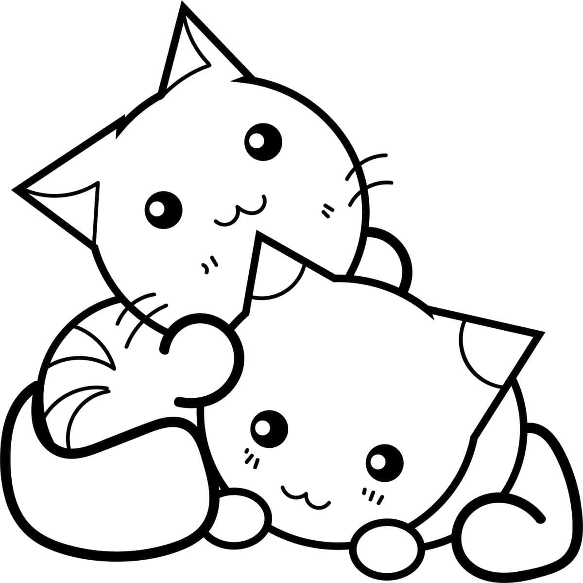 장난꾸러기 고양이 두 마리 coloring page